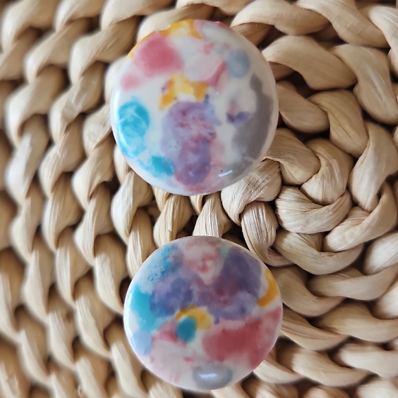 Vintage Artisan Signed Stud Earrings - Picture 2 of 5